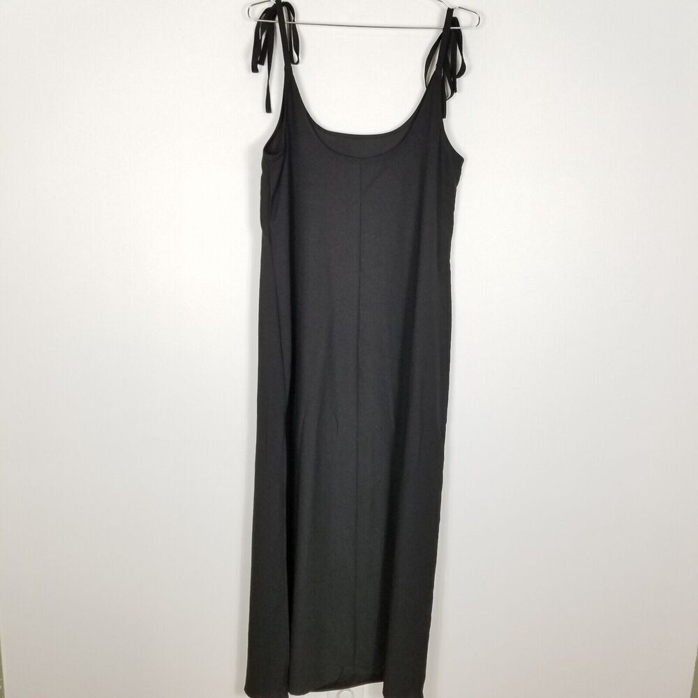 Lulu's Women Salt Water Breeze Black Tie-Strap‎ Maxi Dress Size L Slit Side - Picture 4 of 8